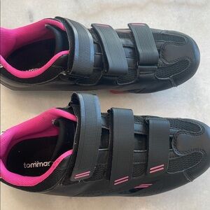 Tommaso Barbi Black and Pink Cycling/Spin Shoes with Velcro Straps